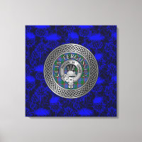 Clan Fergusson Crest & Tartan Knot on Thistle