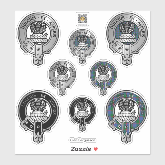 Clan Fergusson Crest & Tartan Sticker (Feuille)