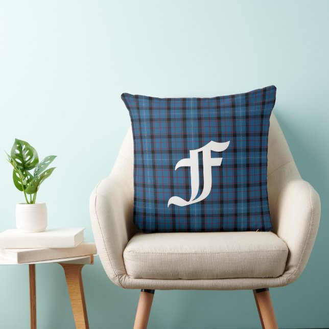 Clan Fitzgerald Tartan Plaid Monogram Throw Pillow (Chair)
