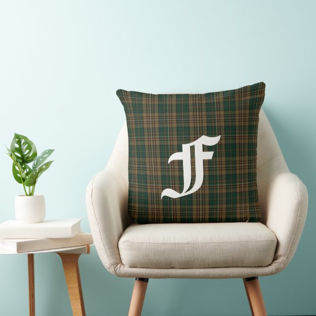 Clan Fitzsimmons Tartan Plaid Monogram  Throw Pillow (Chair)