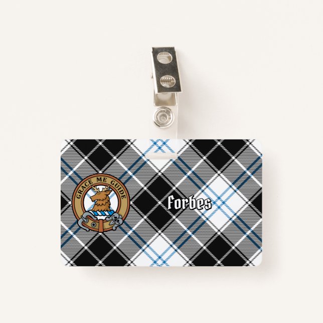 Clan Forbes Crest over Dress Tartan Badge (Front with Clip)