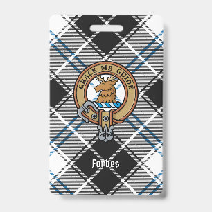 Clan Forbes Crest over Dress Tartan Badge
