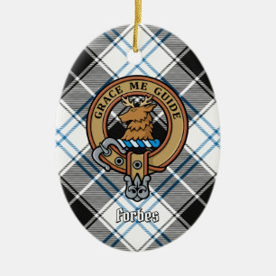 Clan Forbes Crest over Dress Tartan Ceramic Ornament