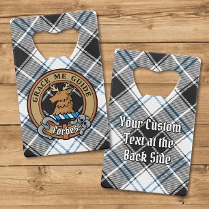 Clan Forbes Crest over Dress Tartan Credit Card Bottle Opener