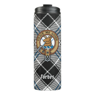 Clan Forbes Crest over Dress Tartan Thermal Tumbler