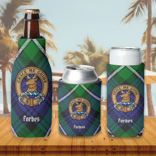 Clan Forbes Crest over Tartan Bottle Cooler