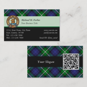 Clan Forbes Crest over Tartan Business Card