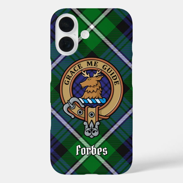 Clan Forbes Crest over Tartan Case-Mate iPhone Case (Back)