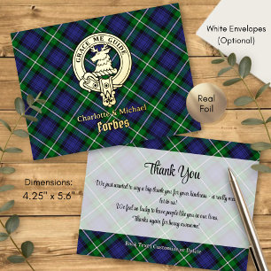 Clan Forbes Crest over Tartan Foil Invitation Postcard