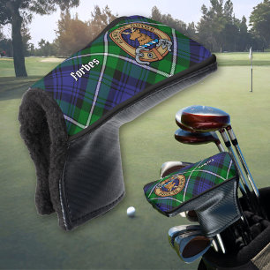 Clan Forbes Crest over Tartan Golf Head Cover