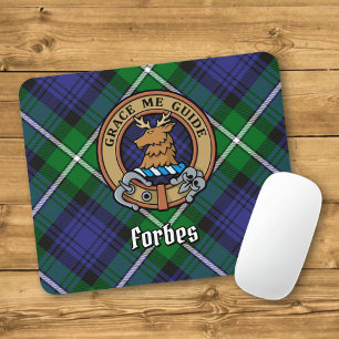 Clan Forbes Crest over Tartan Mouse Pad