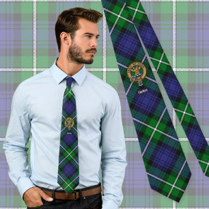 Clan Forbes Crest over Tartan Tie