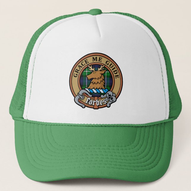 Clan Forbes Crest over Tartan Trucker Hat (Front)