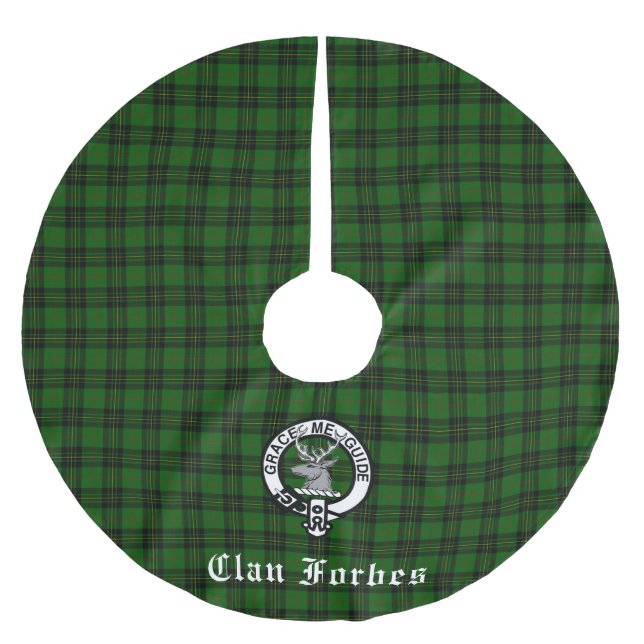 Clan Forbes Tartan and Crest Badge  Brushed Polyester Tree Skirt (Front)
