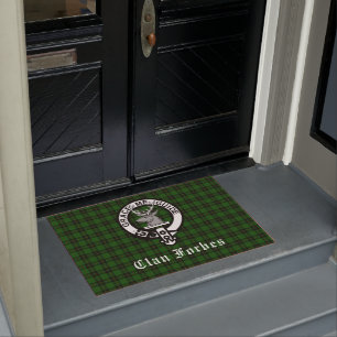 Clan Forbes Tartan and Crest Badge Doormat