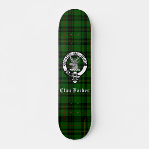 Clan Forbes Tartan and Crest Badge Skateboard