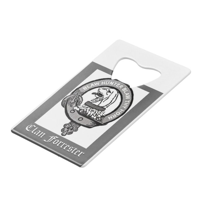 Clan Forrester Crest Credit Card Bottle Opener (Front Angled)