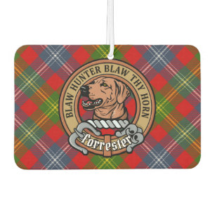 Clan Forrester Crest over Tartan Air Freshener