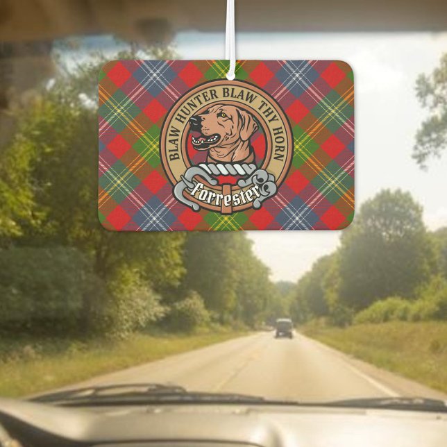 Clan Forrester Crest over Tartan Air Freshener (Creator Uploaded)