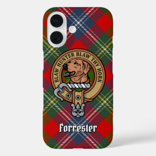 Clan Forrester Crest over Tartan iPhone 16 Case