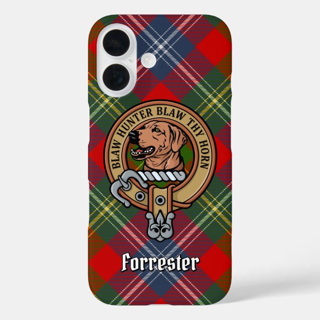 Clan Forrester Crest over Tartan Case-Mate iPhone Case (Back)