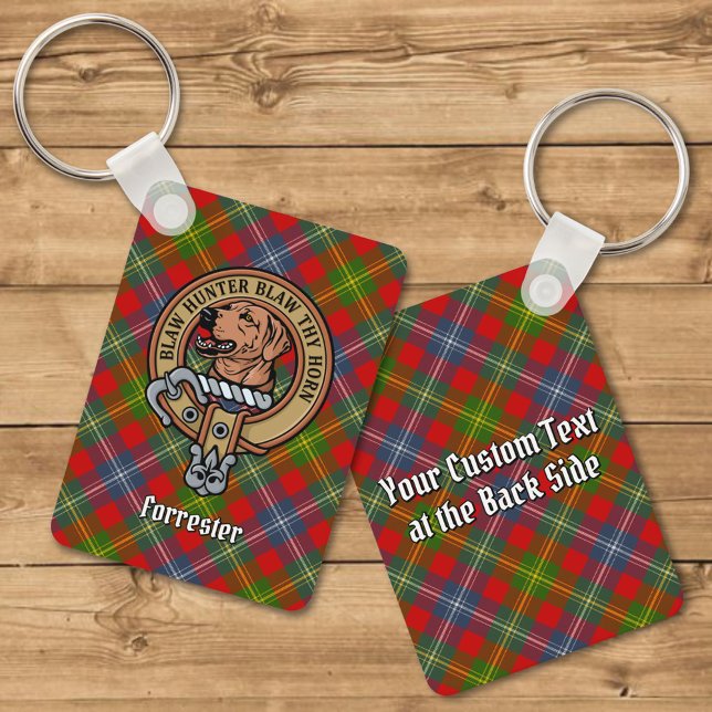 Clan Forrester Crest over Tartan Keychain (Creator Uploaded)