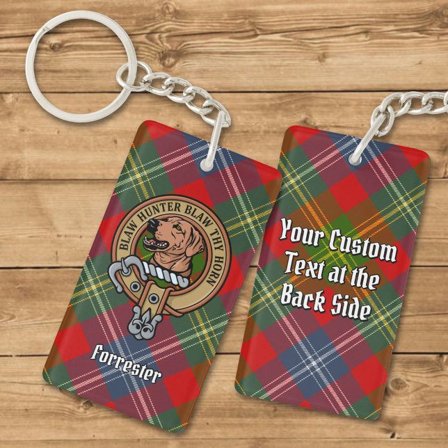 Clan Forrester Crest over Tartan Keychain (Creator Uploaded)