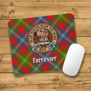 Clan Forrester Crest over Tartan Mouse Pad