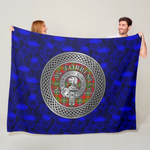 Clan Forrester Foster Crest & Tartan Knot Fleece Blanket