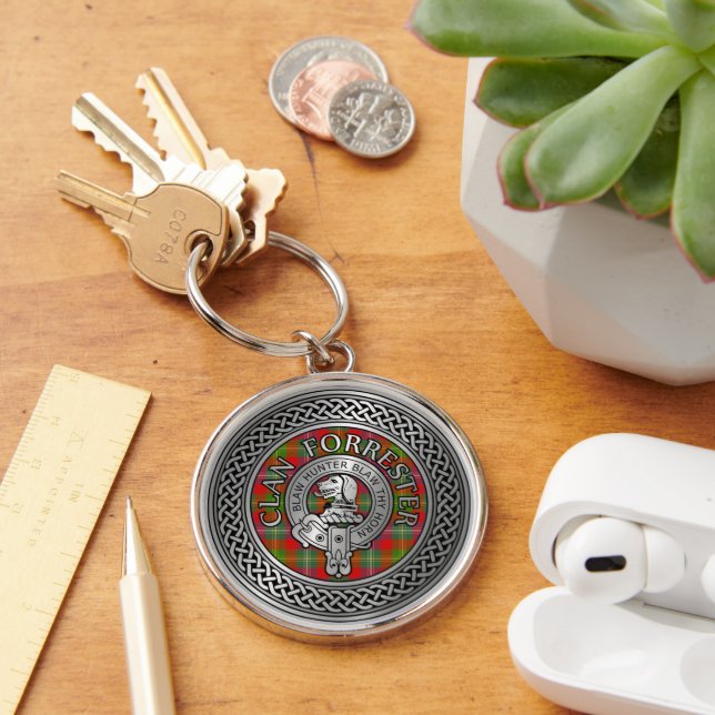 Clan Forrester | Foster Crest & Tartan Knot Keychain (Desk)