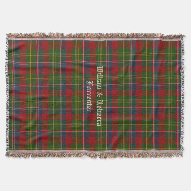 Clan Forrester Tartan Plaid Custom Throw Blanket (Front)