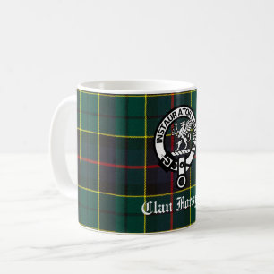 Clan Forsyth Crest Badge and Tartan Coffee Mug