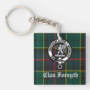 Clan Forsyth Crest Badge and Tartan Keychain