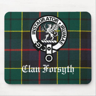 Clan Forsyth Crest Badge and Tartan Mouse Pad