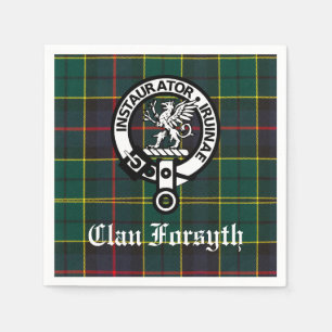 Clan Forsyth Crest & Tartan Customizable Napkin