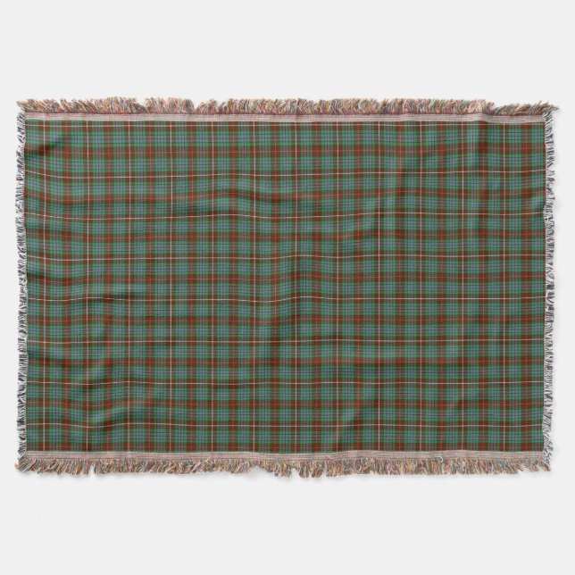 Clan Fraser Brown and Green Hunting Tartan Throw Blanket (Front)