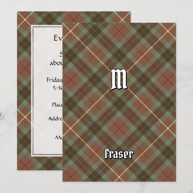 Clan Fraser Chasse Patiné Tartan Invitation (Devant / Derrière)