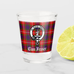 Clan Fraser Crest Badge and Tartan  Shot Glass