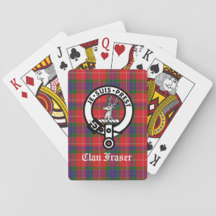 Clan Fraser Crest Badge & Tartan Custom Playing Cards