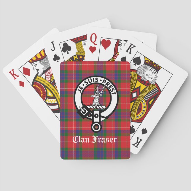 Clan Fraser Crest Badge & Tartan Custom Playing Cards (Back)