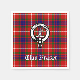 Clan Fraser Crest Badge Tartan Customizable Napkin