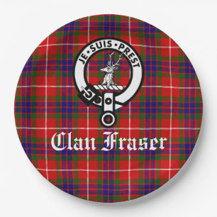 Clan Fraser Crest Badge Tartan Customizable   Paper Plate