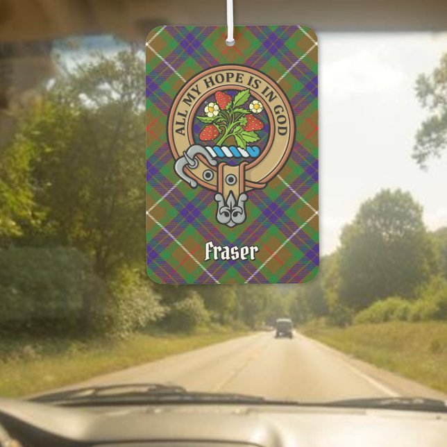 Clan Fraser Crest over Hunting Tartan Air Freshener (Creator Uploaded)