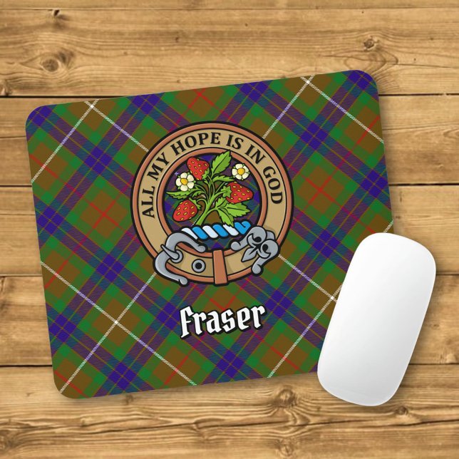 Clan Fraser Crest over Hunting Tartan Mouse Pad (Creator Uploaded)