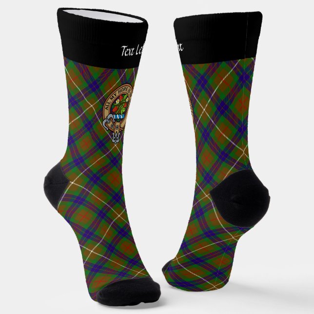 Clan Fraser Crest over Hunting Tartan Socks (Angled)