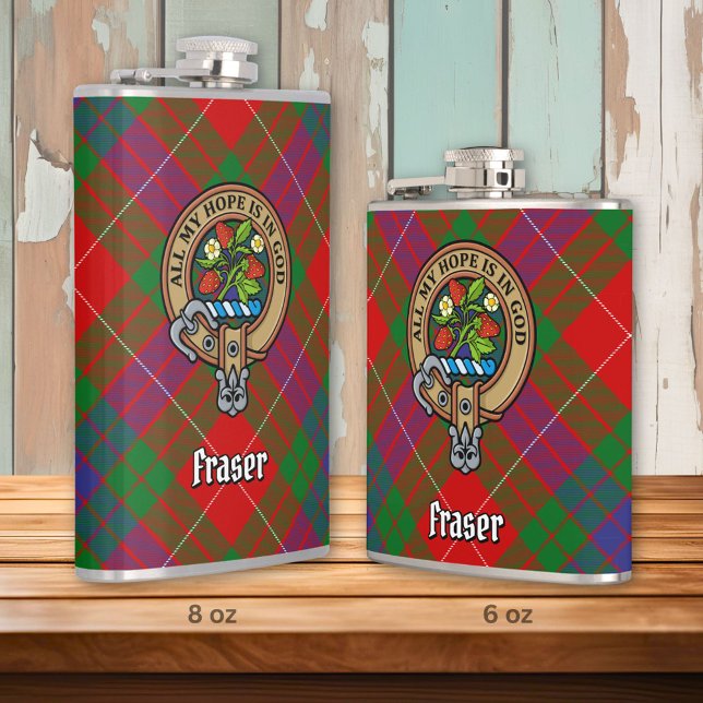 Clan Fraser Crest over Tartan Hip Flask (Creator Uploaded)