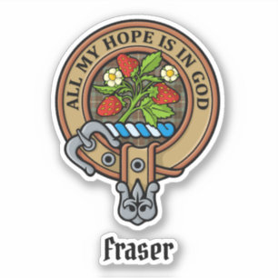 Clan Fraser Crest over Weathered Hunting Tartan