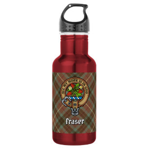Clan Fraser Crest over Weathered Hunting Tartan 532 Ml Water Bottle