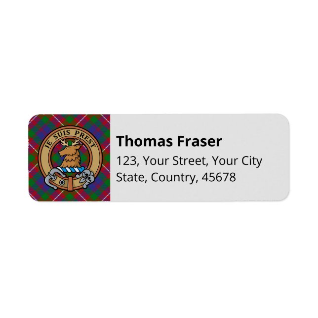 Clan Fraser de Lovat Tartan Étiquette (Devant)