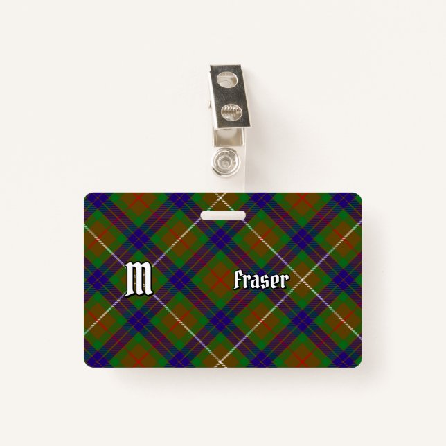 Clan Fraser Hunting Tartan Badge (Front with Clip)